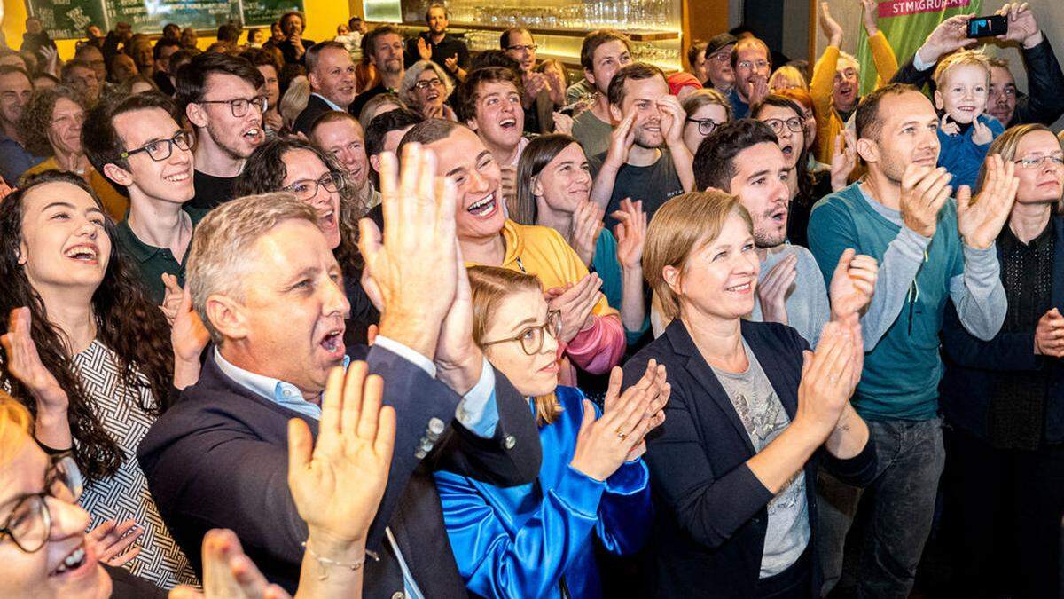 Wie schon am Sonntag bei der Wahlparty (Foto) haben die Grünen am Montag erneut Grund zur Freude