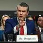 (FILES) Pete Hegseth, US President-elect Donald Trump's nominee for Defense Secretary, testifies during his confirmation hearing before the Senate Armed Services Committee on Capitol Hill on January 14, 2025 in Washington, DC. US Vice President JD Vance cast the tie-breaking vote to confirm former Fox News personality Pete Hegseth as US secretary of defense on January 24, 2025 -- despite allegations of alcohol abuse, sexual misconduct and other concerns about his qualifications to lead the Pentagon. (Photo by SAUL LOEB / AFP)