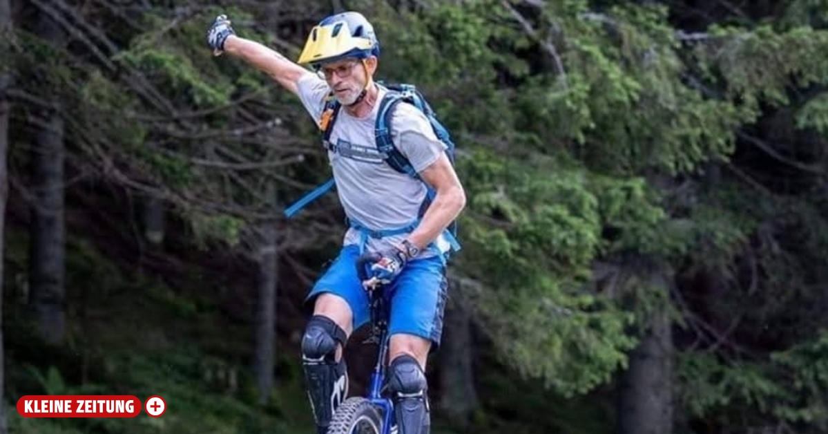 Gandalf conquers the mountains on a unicycle