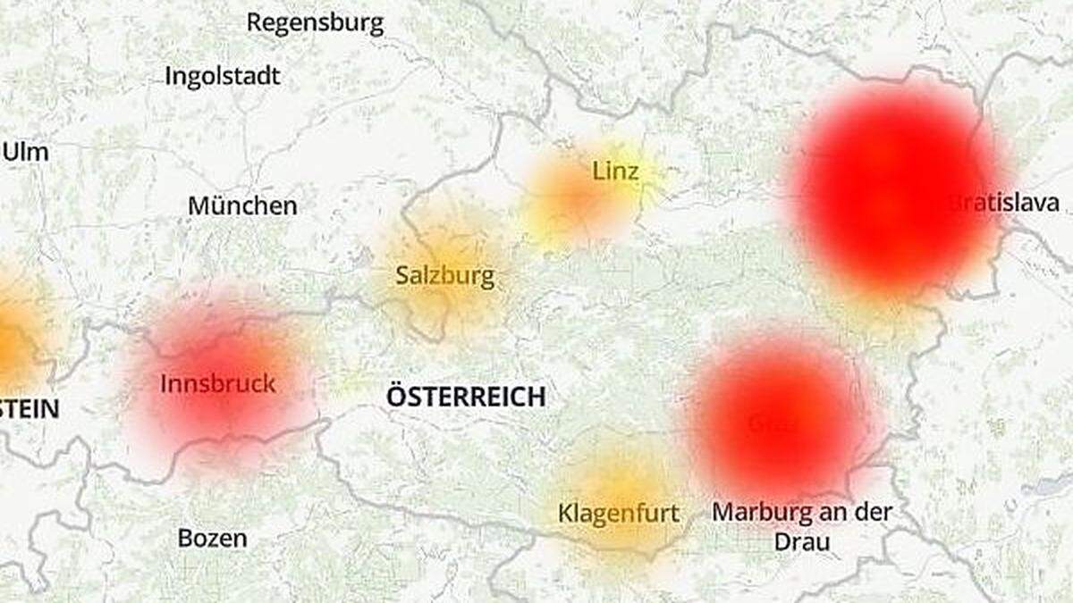 Störungsmeldungen auf allesstörung.at