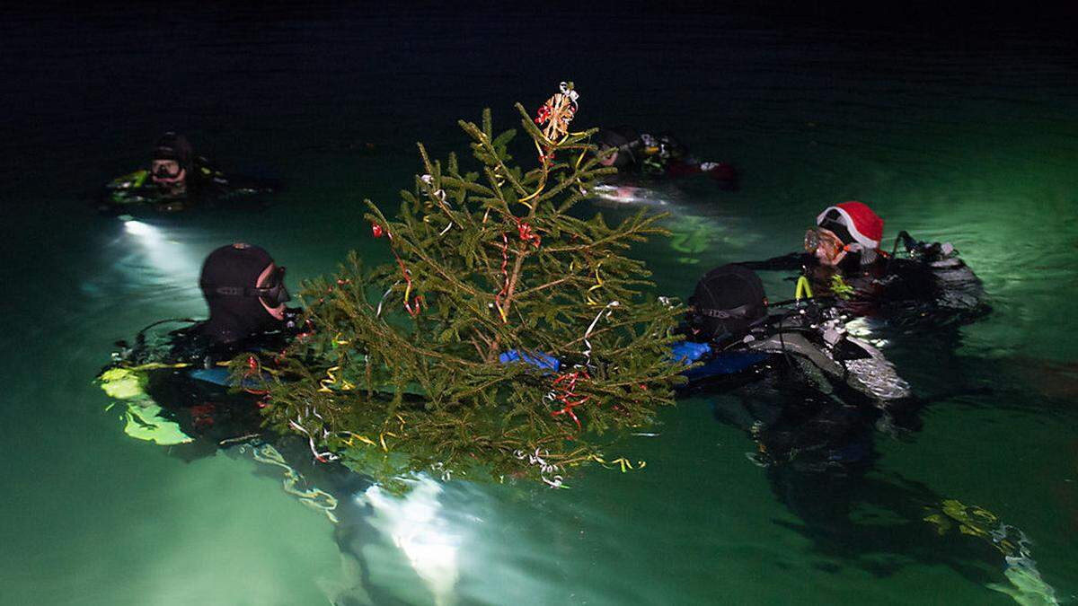 Am Sonntag fand das traditionelle Christbaumtauchen am Klopeiner See statt