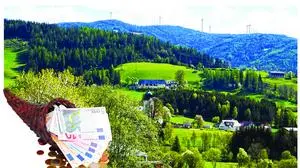 Eine Visualisierung des geplanten Windparks Peterer Alpe 