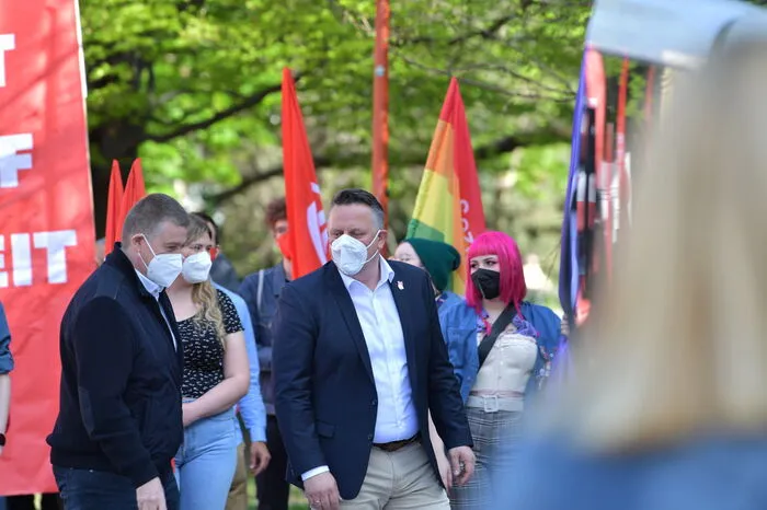 Der Grazer Parteichef Michael Ehmann führte den Zug an. Auch ÖGB-Chef Horst Schachner war in der ersten Reihe.
