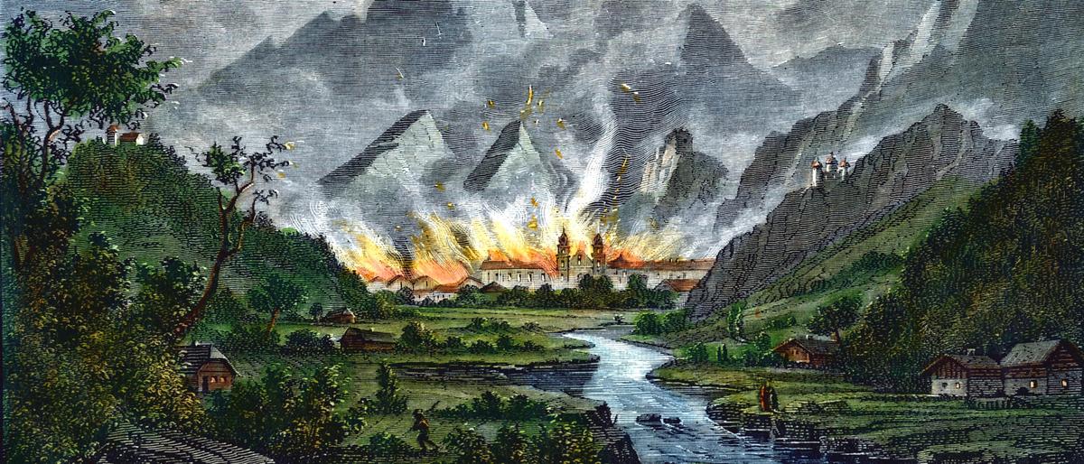 Abbildung des großen Brandes, der heute vor 159 Jahren seinen Anfang nahm