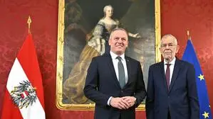 Der steirische Landeshauptmann Mario Kunasek (FPÖ) und Bundespräsident Alexander Van der Bellen am Donnerstag in der Hofburg