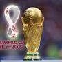 FOTOMONTAGE: FIFA WM 2022-Auslosung der Gruppen am 01.04.2022 in Doha. WM Pokal,Cup,Trophaee,Sachaufnahme mit dem Logo,