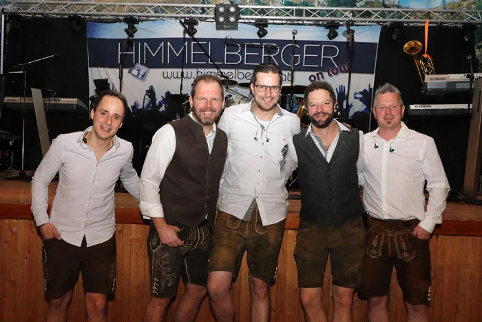 Musikalisch sorgten „Die Himmelberger“ von Links:  mit Eric Zwischenberger, Horst Kofler, Markus Stampfer, Gotthard Ebner und  Andreas Konrad  für Stimmung bis in die frühen Morgenstunden!
