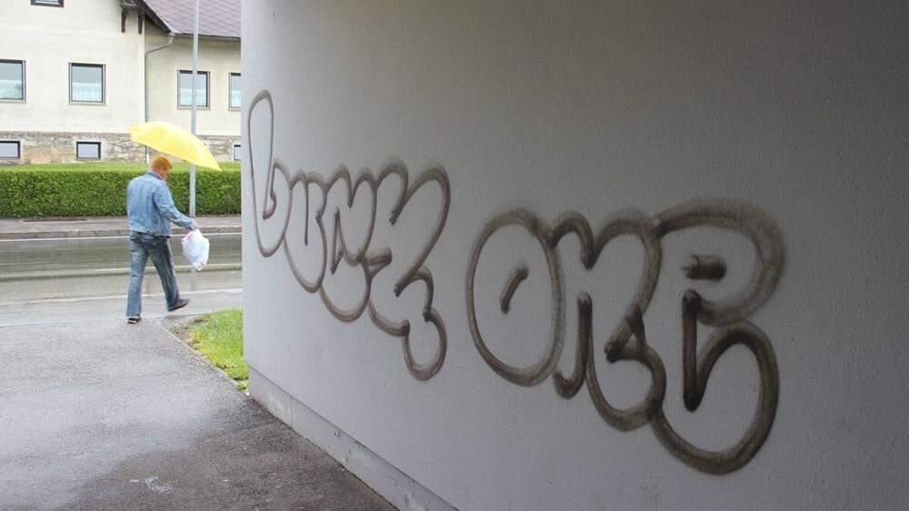 Ein Sprayer richtete mit diesen Graffitis im Bezirk Voitsberg großen Schaden an
