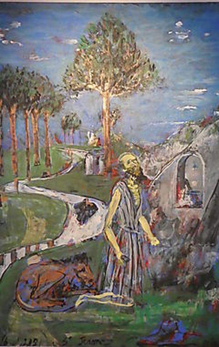 Guillaume Bruère, "16. 01. 2021" Öl, Kreide auf Leinwand (nach Piero della Francesa)
