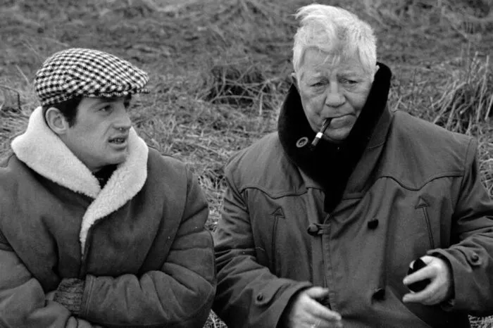 Belmondo 1962 mit seinem Schauspielkollegen Jean Gabin.