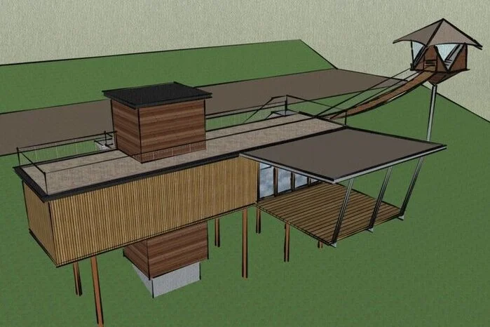 Die Pläne des Architekten Olivier von der Weid für Ina Knoblochs Baumhaus, das in Wahrheit auf Stelzen steht.