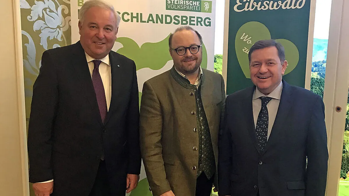 Landeshauptmann Hermann Schützenhöfer, VP-Spitzenandidat Werner Tschuchnig und ÖVP-Bezirksparteiobmann Werner Amon