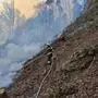 Beim Waldbrand auf der Taborhöhe mussten die Einsatzkräfte im steilen gelände abgeseilt werden