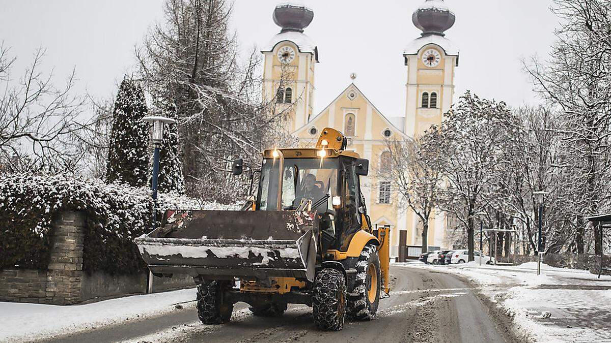 In weiten Teilen Kärnten dürfte es ab Sonntagnacht kräftig schneien, wie hier in St. Andrä im Lavanttal im Jänner 2019