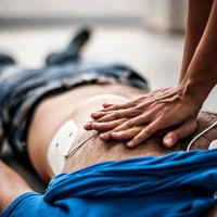 Die Herzdruckmassage ist eine der wichtigsten lebensrettenden Maßnahmen, der Defibrillator kann unterstützen und sollte so früh wie möglich eingesetzt werden.