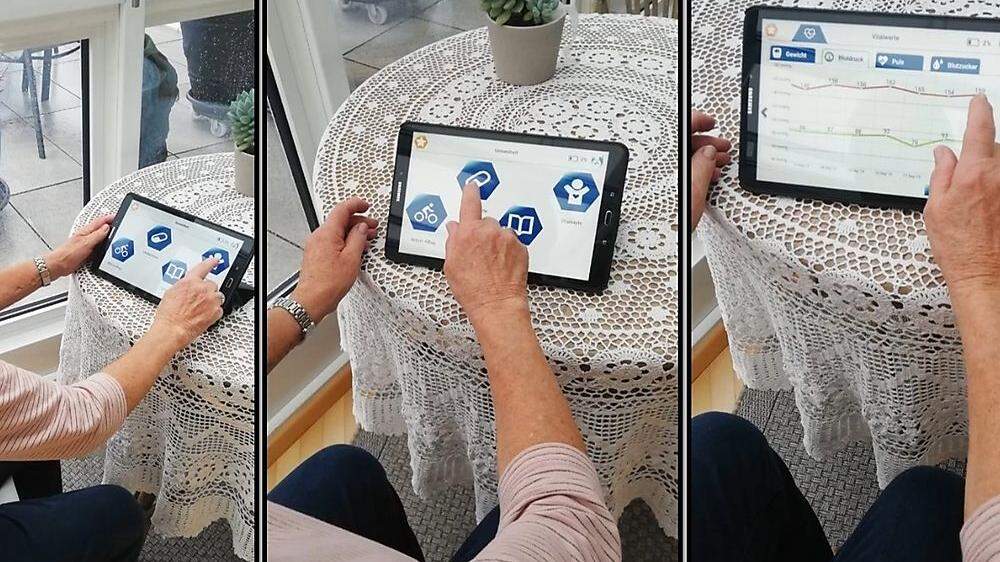 Die Tablet-App wurde gemeinsam mit den künftigen Nutzerinnen und Nutzern entwickelt. Sie hilft dabei, Vitalwerte zu überwachen