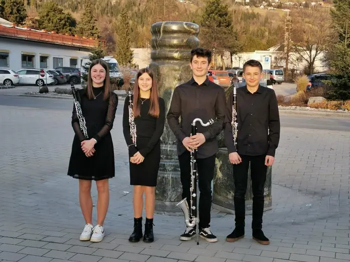 Das Ensemble „Klangholz“ mit Elisabeth Fürhapter, Leonie Leiter, Thomas Geiler und Marian Goller 