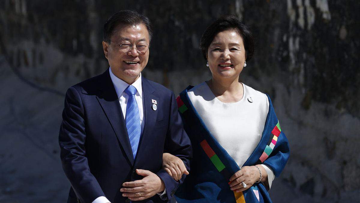 Moon Jae-in und seine Frau Kim Jung-sook 