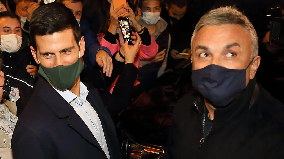 Srdjan Djokovic (rechts) mit seinem Sohn Novak im März 2021