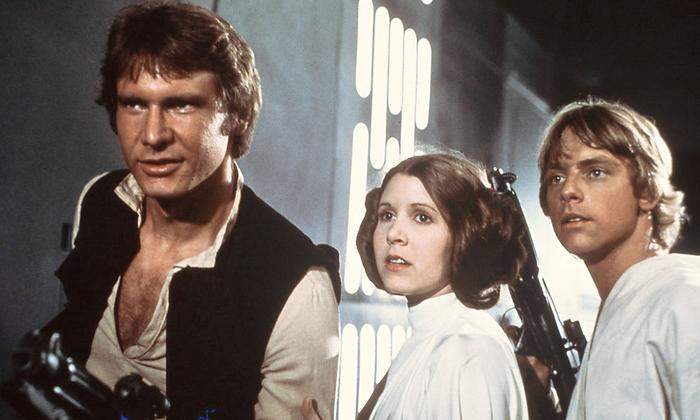 Harrison Ford, Carrie Fisher und Mark Hamill in "Star Wars" 1977