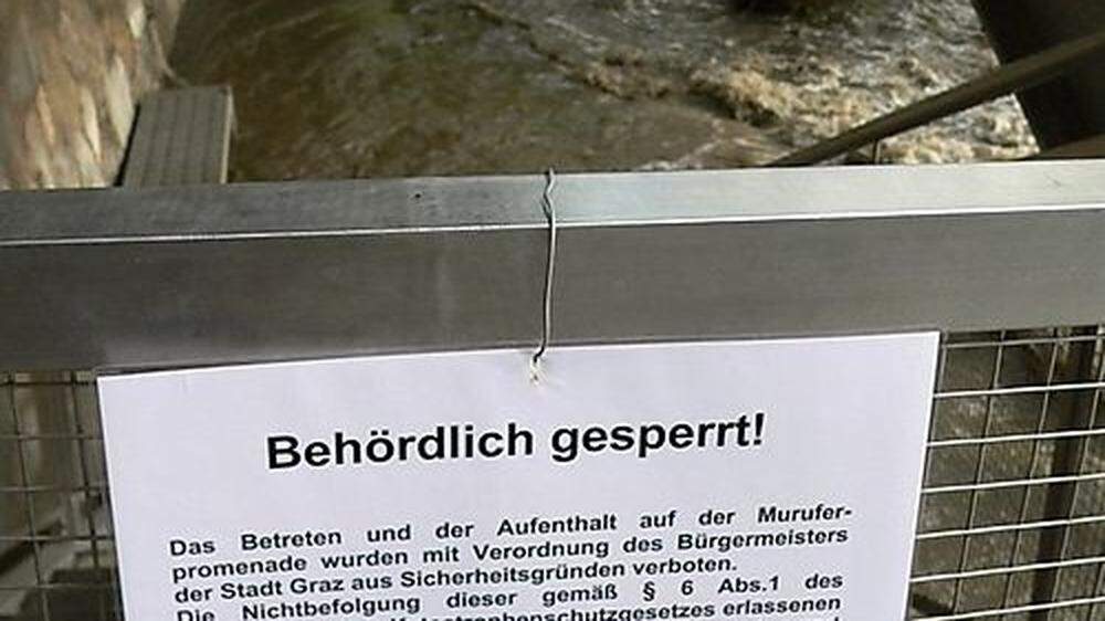 Einmal mehr musste die Grazer Murpromenade gesperrt werden (Symbolfoto)