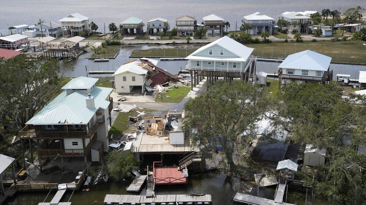 Ein zerstörtes Haus in Keaton Beach, Florida