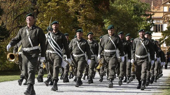 Die feierliche Angelobung vor dem Schloss Eggenberg fand heuer ohne Publikum statt