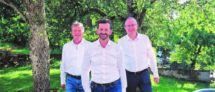 Neue Allianz. Heiner Hammerschlag, Bürgermeister-Kandidat Georg Schweiger-Kwiatkowski, Hans-Jörg Zwischenberger (von links)