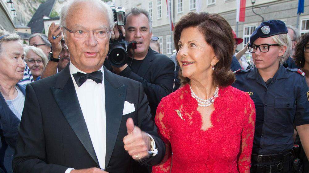 2016 bei den Salzburger Festspielen: Carl Gustaf von Schweden und seine Frau Königin Silvia 