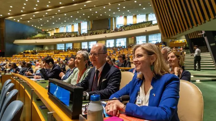 Außenministerin Beate Meinl-Reisinger (NEOS) bei der Sitzung in New York