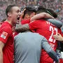Die Leipzig-Spieler jubeln über den Einzug in die Champions League