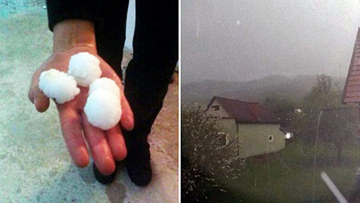 Hagel in Thörl, Starkregen in Wartberg