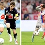 Einst und jetzt: Der kleine Marcel Sabitzer beim Schülerligafinale 2007 und im Champions-League-Duell für den FC Bayern gegen Barcelona – Sabitzer ist jeweils rechts im Bild