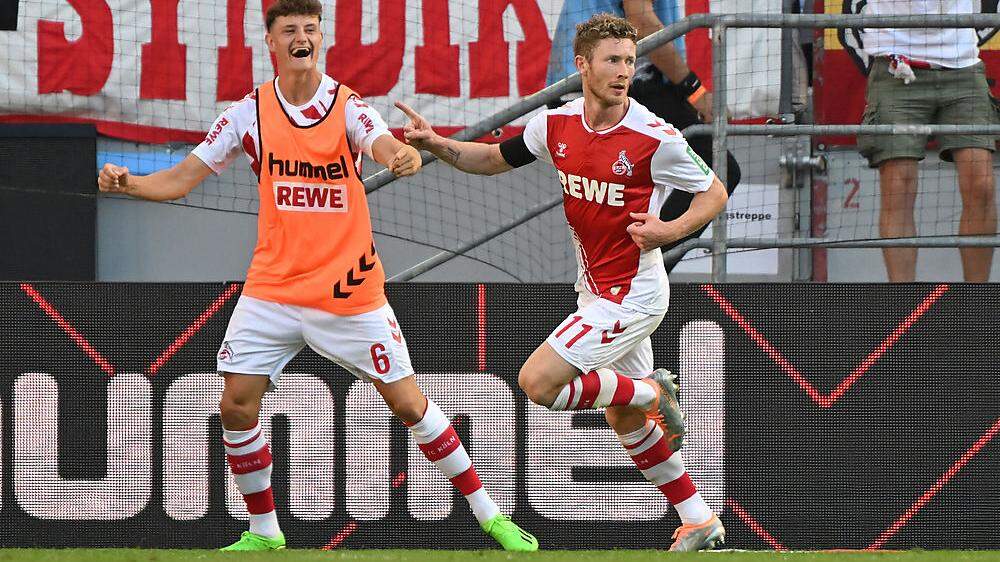 Florian Kainz (rechts) jubelte über seinen Treffer gegen Schalke.