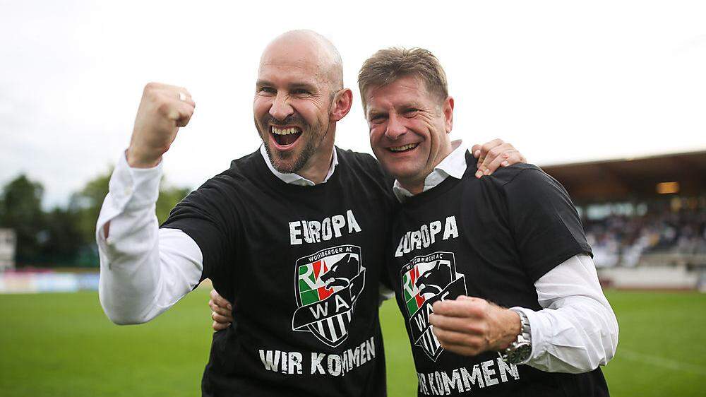 Präsident Riegler (rechts) mit Erfolgstrainer Christian Ilzer 