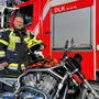 Sogar die Maschine von Hans Silberschneider ist auf Feuerwehr getrimmt 