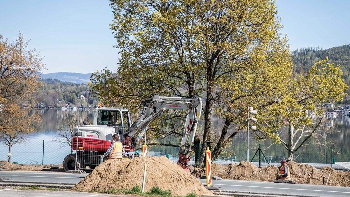 Bau Radweg Klagenfurt bei Strandbad Maiernigg