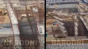 Baugerüst stürzte um.