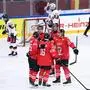 ZELL AM SEE,AUSTRIA,24.APR.25 - ICE HOCKEY - OEEHV, Oesterreichischer Eishockeyverband, international test match, Austria vs Germany. Image shows the rejoicing of scorer Paul Huber (AUT) with his teammates.
Photo: GEPA pictures/ David Geieregger