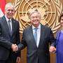 Bundespräsident Alexander Van der Bellen, UNO-Generalsekretär Antonio Guterres und Bundeskanzlerin Brigitte Bierlein bei einem Treffen im Rahmen der UNO-Vollversammlung