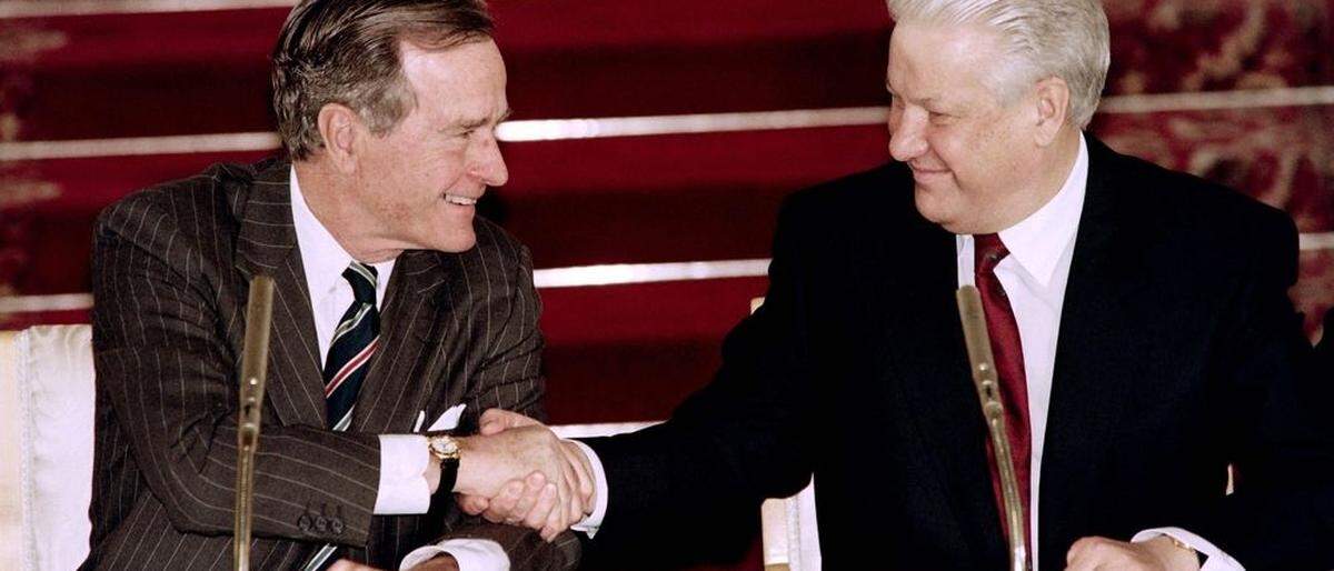Respekt unter Rivalen: Bush mit Russlands Präsident Boris Jelzin anno 1993