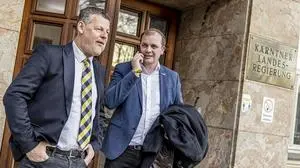 Ankunft Janos Juvan, Gerhard Köfer, Olga Voglauer, Erwin Angerer