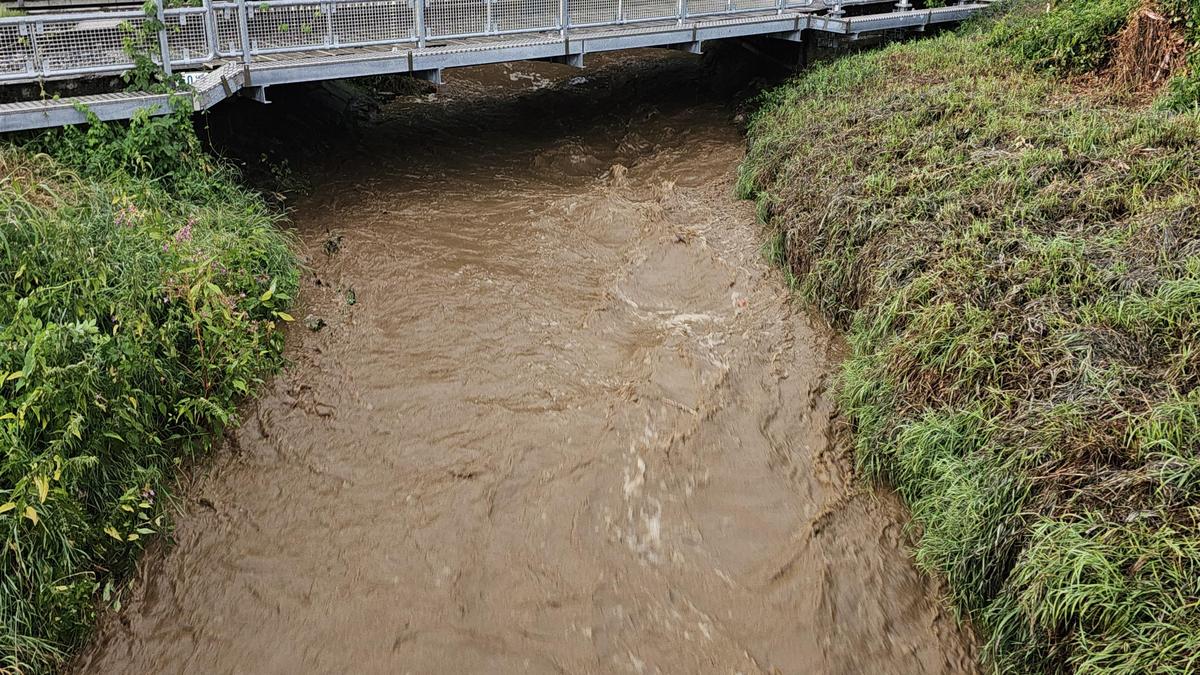 Der Weißenbach in der Stadt Wolfsberg nach dem Gewitter am Montag 