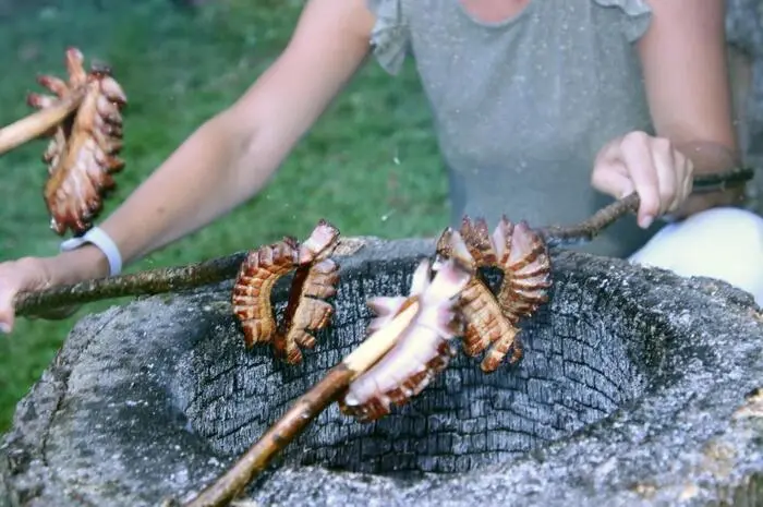 Mit deftigen Speisen wie Schwammerl- oder Klachlsuppe und dem über offenem Feuer gebratenen „Hahnenkamperl“ sowie angesetzten Schnäpsen wurden die Besucher kulinarisch verwöhnt.