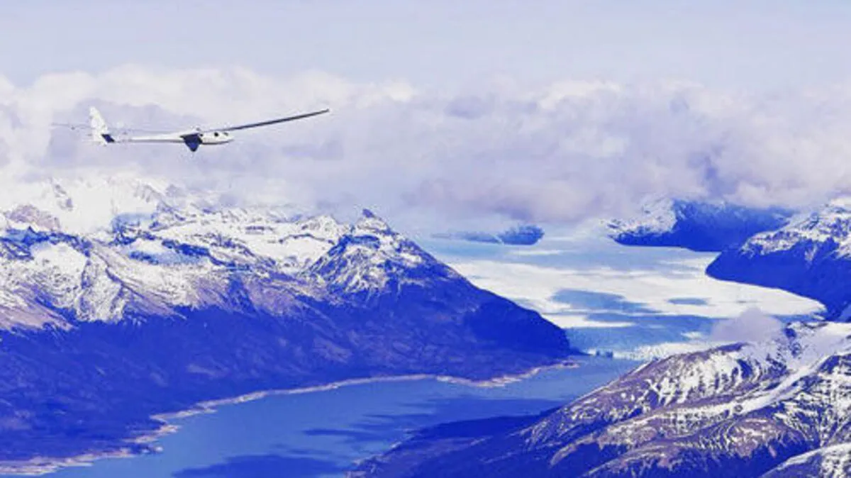 "Perlan Project" über den Perito-Moreno-Gletscher in der Nähe von El Calafate