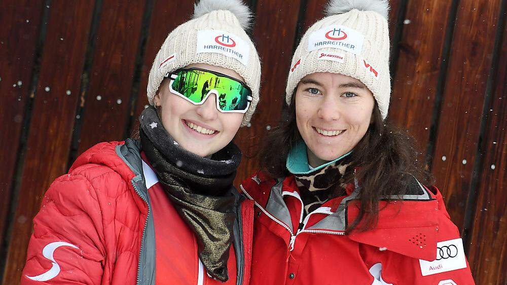 Strahlende Gesichter: Paraski-Ass Elina Stary (links)  mit ihrem Guide Celine Arthofer