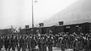 Hall in Tirol, Mitte August 1914: Abreise der Tiroler Kaiserjäger an die russische Front 