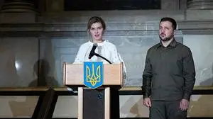 Selenska beim gemeinsamen Auftritt mit ihrem Mann in Washington