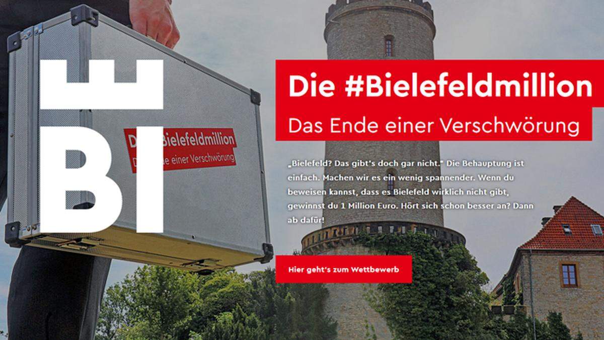 Die Marketing-Abteilung der Stadt Bielefeld will damit einer hartnäckigen Verschwörungstheorie öffentlichkeitswirksam ein Ende bereiten