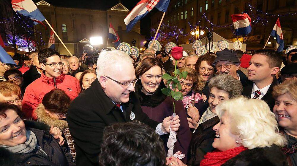 Kroatiens amtierender Präsident, Ivo Josipovic, bei einer Wahlkampfveranstaltung